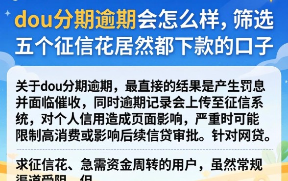 dou分期逾期会怎么样，筛选五个征信花居然都下款的口子