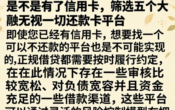 是不是有了信用卡，筛选五个大额无视一切还款的平台