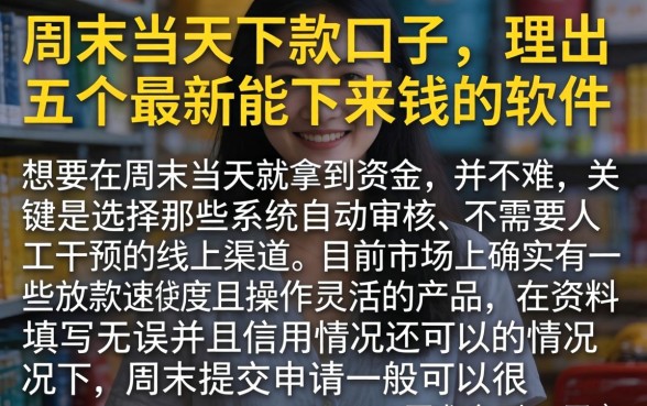 周末当天下款的口子，理出五个最新能下来钱的软件
