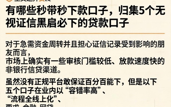 有哪些秒带秒下款的口子，归集5个无视征信黑户必下的贷款口子