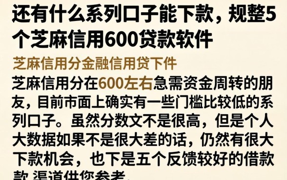 还有什么系列口子能下款,规整5个芝麻信用600贷款软件