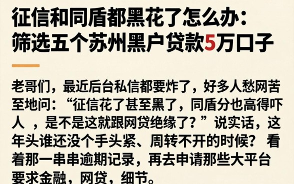 征信和同盾都黑花了怎么办，筛选五个苏州黑户贷款5万的口子