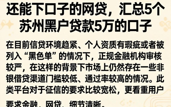 还能下口子的网贷，汇总5个苏州黑户贷款5万的口子