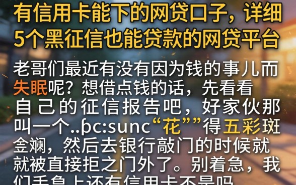有信用卡能下的网贷口子，详细阐述5个黑征信也能贷款的网贷平台