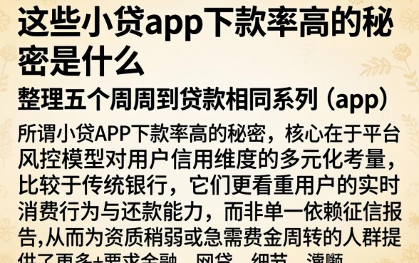 这些小贷app下款率高的秘密是什么，整理五个周周到贷款相同系列的app
