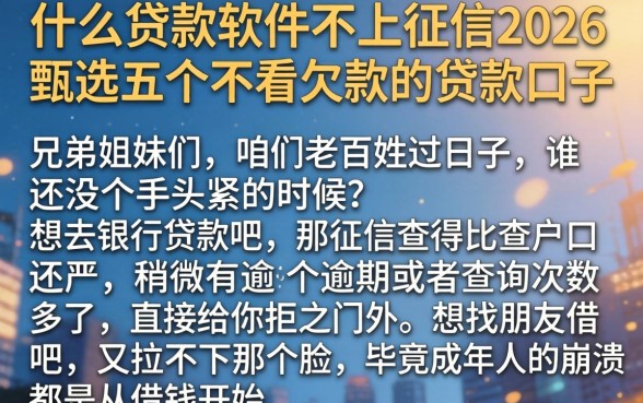 什么贷款软件不上征信2026，甄选五个不看欠款的贷款口子