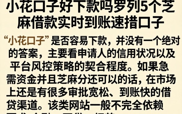 小花口子好下款吗，罗列5个芝麻借款实时到账速借口子