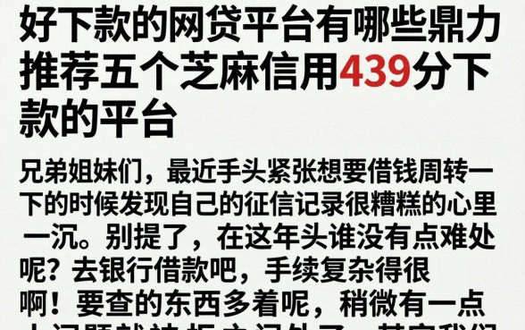 好下款的网贷平台有哪些，鼎力推荐五个芝麻信用439分下款的平台