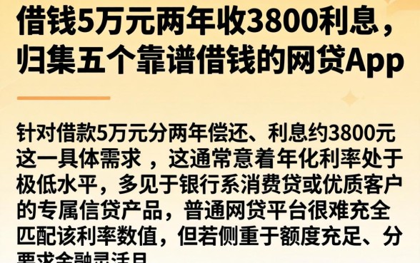 借钱5万元两年收3800利息，归集五个靠谱借钱的网贷app