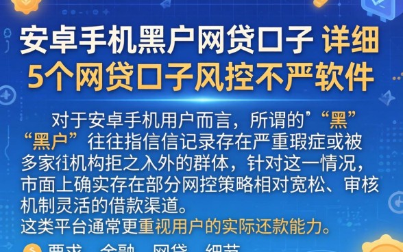 安卓手机黑户网贷口子，详细阐述5个网贷口子风控不严的软件