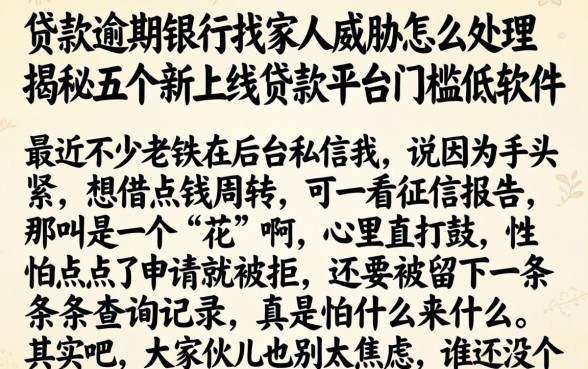 贷款逾期银行找家人威胁怎么处理，揭秘五个新上线贷款平台门槛低软件