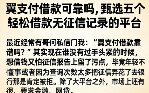 翼支付借款可靠吗，甄选五个轻松借款无征信记录的平台