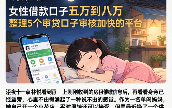 女性借款口子五万到八万,整理5个审贷口子审核加快的平台