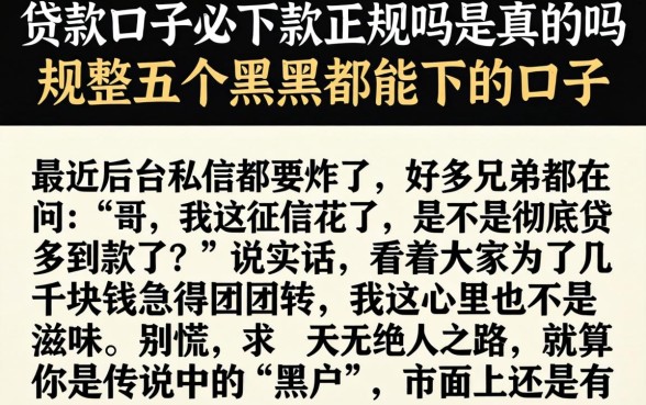 贷款口子必下款正规吗是真的吗,规整五个黑户都能下的口子