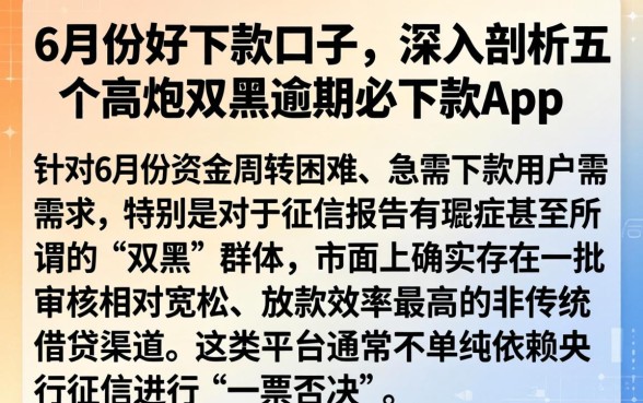6月份好下款的口子，深入剖析五个高炮双黑逾期必下款app