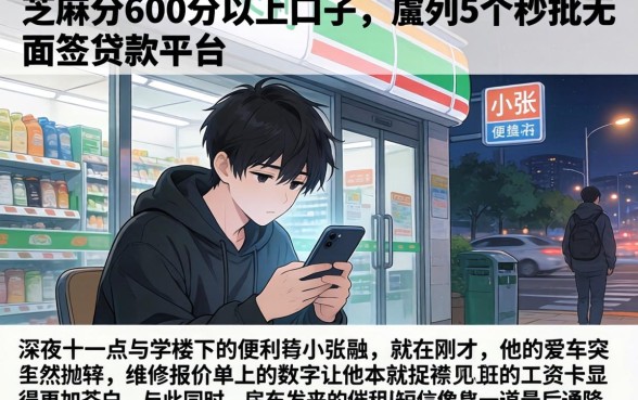 芝麻分600分以上口子，胪列5个秒批无面签贷款平台