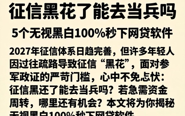 征信黑花了能去当兵吗，条列5个无视黑白100%秒下网贷软件