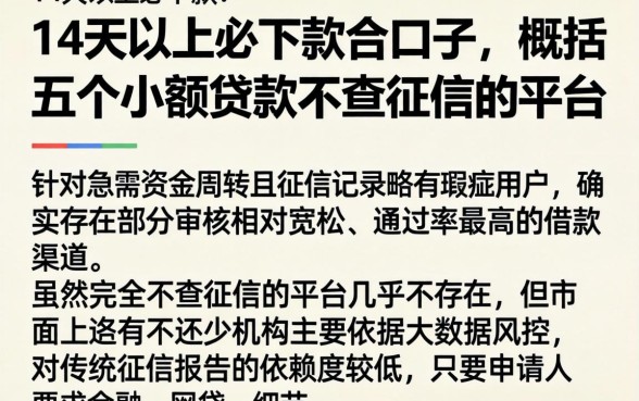 14天以上必下款的口子，概括五个小额贷款不查征信的平台