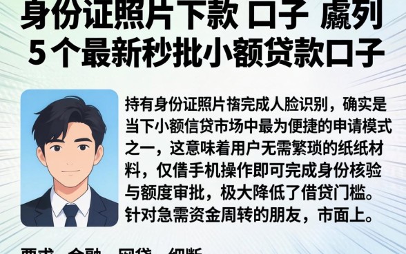 身份证照片下款的口子，胪列5个最新秒批小额贷款口子