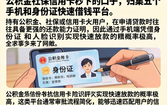 公积金社保信用卡秒下的口子，归集五个手机和身份证快速借钱平台