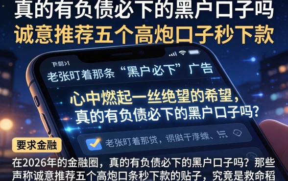 真的有负债必下的黑户口子吗，诚意推荐五个高炮口子秒下款
