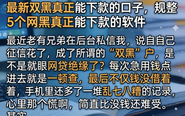 最新双黑真正能下款的口子，规整5个网黑真正能下款的软件