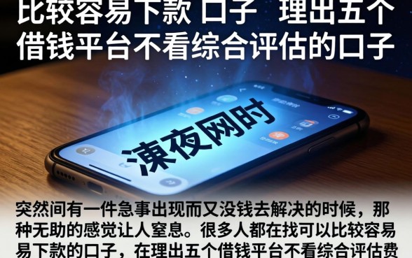 比较容易下款的口子，理出五个借钱平台不看综合评估的口子