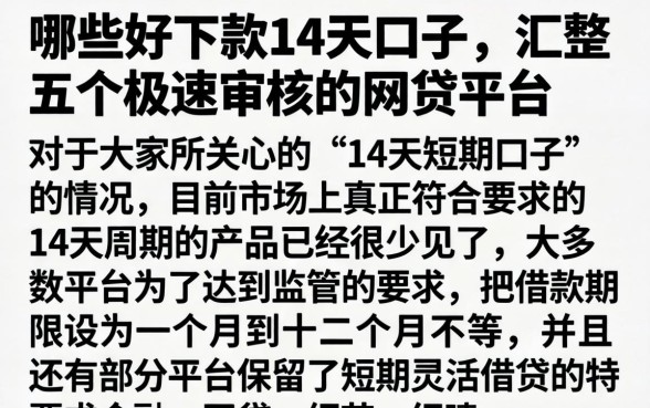 哪些好下款的14天口子，汇整五个极速审核的网贷平台