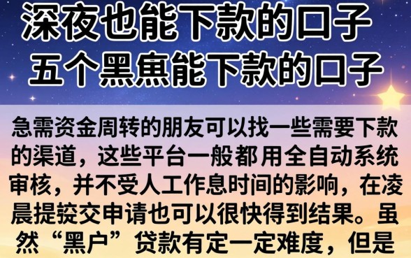 深夜也能下款的口子，概括五个黑户能下款的口子
