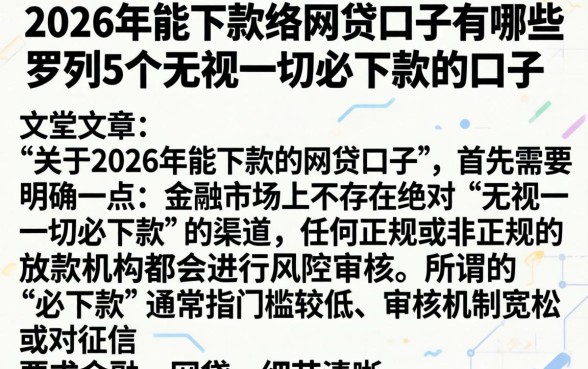 2026年能下款的网贷口子有哪些，罗列5个无视一切必下款的口子