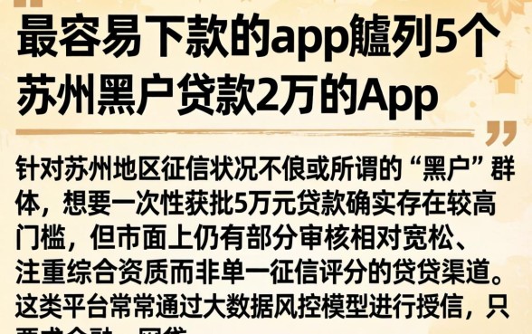 最容易下款的app，胪列5个苏州黑户贷款5万的app