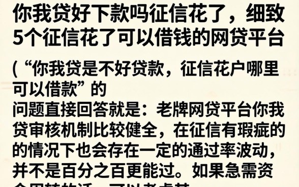 你我贷好下款吗征信花了，细致阐述5个征信花了可以借钱的网贷平台
