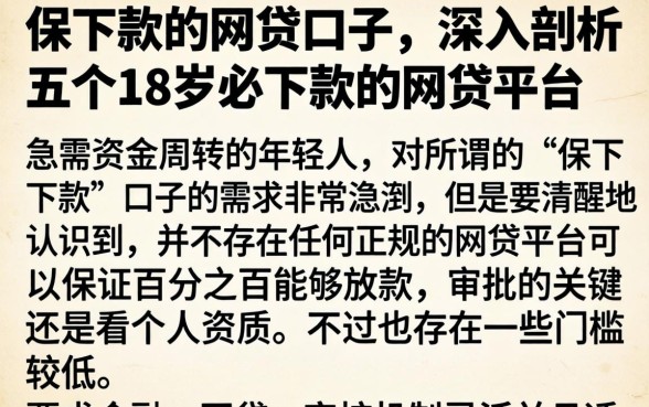 保下款的网贷口子，深入剖析五个18岁必下款的网贷平台