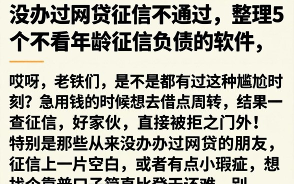没办过网贷征信不通过，整理5个不看年龄征信负债的软件