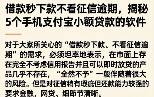 借款秒下款不看征信逾期，揭秘5个手机支付宝小额贷款的软件