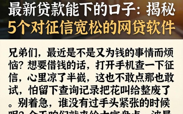 最新贷款能下的口子，揭秘5个对征信宽松的网贷软件