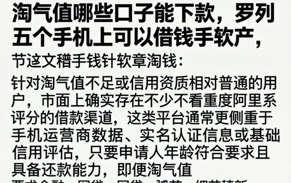 淘气值哪些口子能下款，罗列五个手机上可以借钱的软件
