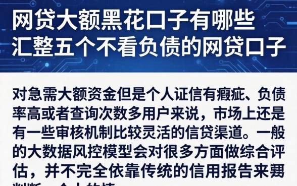 网贷大额黑花口子有哪些，汇整五个不看负债的网贷口子