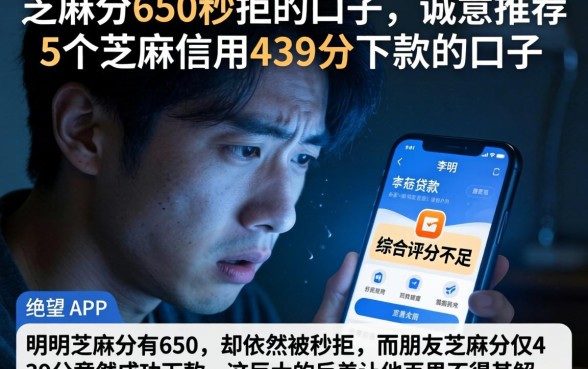芝麻分650秒拒的口子，诚意推荐5个芝麻信用439分下款的口子