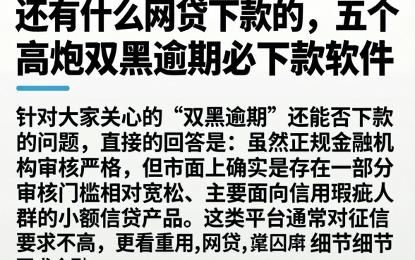 还有什么网贷下款的，详尽说明五个高炮双黑逾期必下款软件