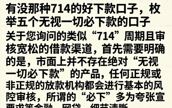 有没那种714的好下款口子，枚举五个无视一切必下款的口子