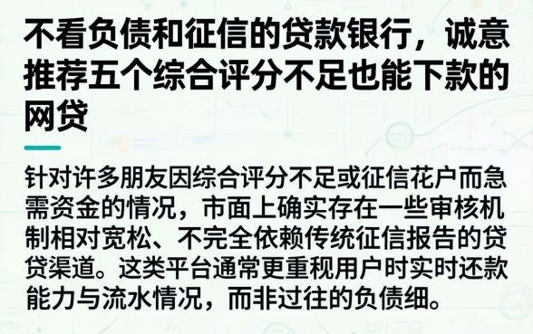 不看负债和征信的贷款银行，诚意推荐五个综合评分不足也能下款的网贷