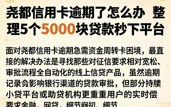 尧都信用卡逾期了怎么办，整理5个5000块贷款秒下平台