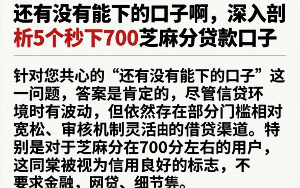 还有没有能下的口子啊，深入剖析5个秒下700芝麻分贷款口子