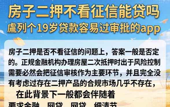房子二押不看征信能贷吗，胪列五个19岁贷款容易过审批的app