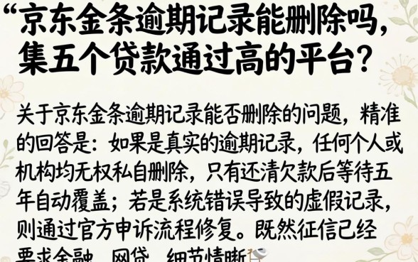 京东金条逾期记录能删吗，归集五个贷款通过高的平台