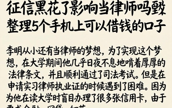 征信黑花了影响当律师吗，整理5个手机上可以借钱的口子