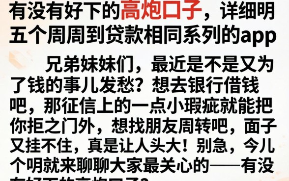 有没有好下的高炮口子，详尽说明五个周周到贷款相同系列的app