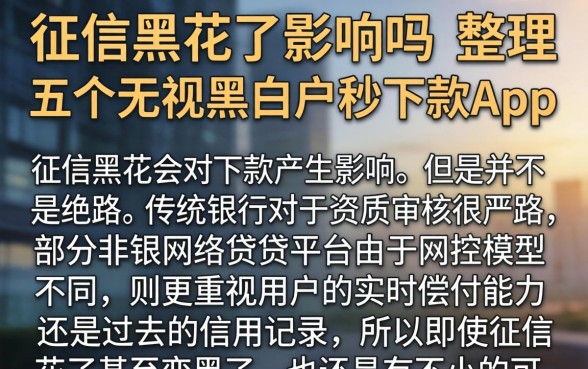 征信黑花了影响吗，整理五个无视黑白户秒下款app