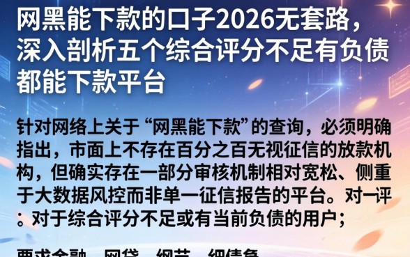 网黑能下款的口子2026无套路，深入剖析五个综合评分不足有负债都能下款平台
